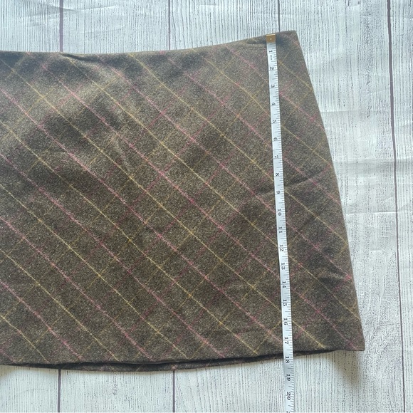 J Crew Brown Plaid Lined 100% Wool Skirt Size 12 - Picture 3 of 7